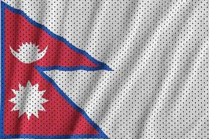 Nepal-Flagge gedruckt auf einem Polyester-Nylon-Sportswear-Mesh-Gewebe m foto