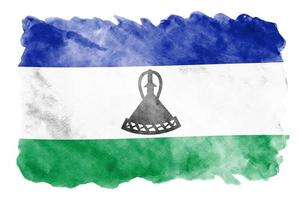 die lesotho-flagge ist in flüssiger aquarellart dargestellt, die auf weißem hintergrund isoliert ist foto