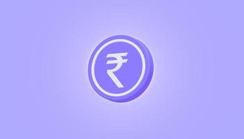 indische rupie goldmünze inr währungsmünze isoliert auf lila hintergrund 3d-illustration rendern. foto