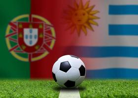 fußballpokalwettbewerb zwischen dem nationalen portugiesisch und dem nationalen uruguay. foto