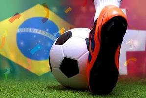 fussballpokalwettbewerb zwischen national brasilien und national schweiz. foto