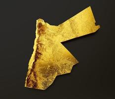 jordanien karte goldene metallfarbe höhe kartenhintergrund 3d illustration foto