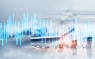 Andle-Diagramm. geschäftsanalyse, finanzanlagekonzept. wirtschaftlicher trend und unscharfer hintergrund mit finanzdiagramm auf virtuellem bildschirm. foto