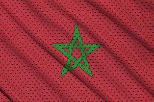 Marokko-Flagge gedruckt auf einem Polyester-Nylon-Sportswear-Mesh-Gewebe foto