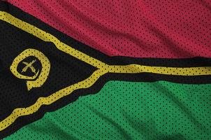 Vanuatu-Flagge gedruckt auf einem Polyester-Nylon-Sportswear-Mesh-Gewebe foto