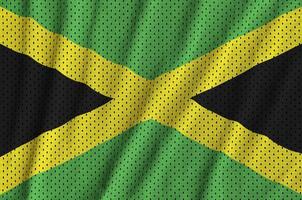 Jamaika-Flagge gedruckt auf einem Polyester-Nylon-Sportswear-Mesh-Gewebe foto