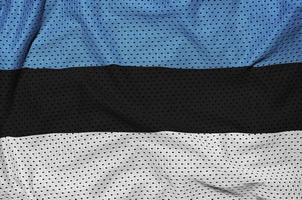 Estland-Flagge gedruckt auf einem Polyester-Nylon-Sportswear-Mesh-Gewebe foto