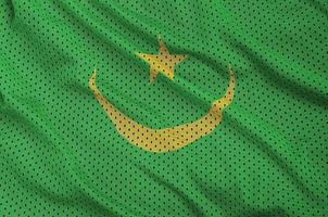 Mauretanien-Flagge gedruckt auf einem Polyester-Nylon-Sportswear-Mesh-Gewebe foto