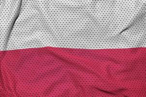 Polen-Flagge gedruckt auf einem Polyester-Nylon-Sportswear-Mesh-Gewebe foto