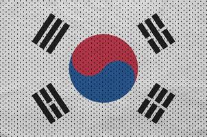 Südkorea-Flagge gedruckt auf einem Polyester-Nylon-Sportbekleidungsnetz fa foto