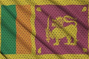 Sri-Lanka-Flagge gedruckt auf einem Polyester-Nylon-Sportswear-Mesh-Gewebe foto