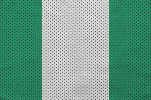 Nigeria-Flagge gedruckt auf einem Polyester-Nylon-Sportswear-Mesh-Gewebe foto