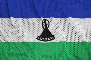 Lesotho-Flagge gedruckt auf einem Polyester-Nylon-Sportswear-Mesh-Gewebe foto