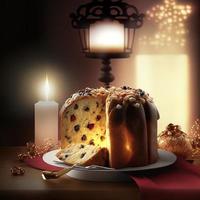 Panettone ist das traditionelle italienische Dessert zu Weihnachten foto