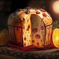 Panettone ist das traditionelle italienische Dessert zu Weihnachten foto