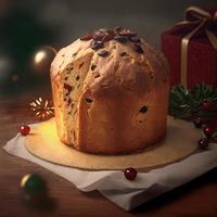 Panettone ist das traditionelle italienische Dessert zu Weihnachten foto