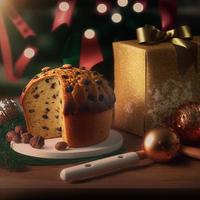 Panettone ist das traditionelle italienische Dessert zu Weihnachten foto