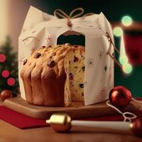 Panettone ist das traditionelle italienische Dessert zu Weihnachten foto