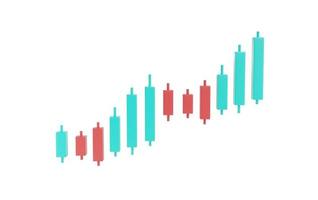 Aktienkurs-Kerzenhalter auf weißem Hintergrund. diagramme, analysen, handel, märkte, investitionen, gewinn. das preisdiagramm ist gestiegen. der trend ist gestiegen. kerzenhalter isoliert auf weißem hintergrund. 3d render. foto