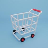 3d-rendering-illustration cartoon minimaler einkaufswagen oder korb. Online-Shopping-Konzept. foto