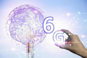 6g-Netzwerkkonzept, mobiles Hochgeschwindigkeits-Internet-New-Age-Netzwerk, Geschäftskonzept, modernes Technologie-Internet und Netzwerk foto