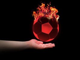 Roter Fußball auf schwarzem Hintergrund 3D-Darstellung 3D-Darstellung foto