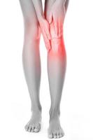 Knie- und Röntgeneffekt mit einem verletzten Gelenk foto