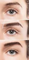Vergleich der weiblichen Augenbrauen nach Korrektur der Augenbrauenform foto