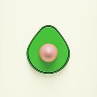 Avocado-Fruchthälfte mit Grube. 3D-Darstellung. foto