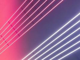 textur von lila, rosa und weiß leuchtenden hellen neon-led-mehrfarbigen laser-abstrakten streifen und linien von parallelen lampen. der Hintergrund foto