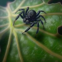 schwarze Farbe süße Spinne auf einem Blatt foto