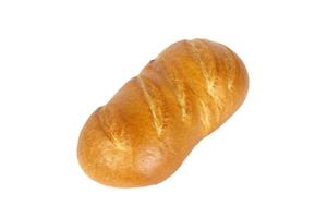 Französisches Brot isoliert auf weißem Hintergrund. Abendessen gebacken foto