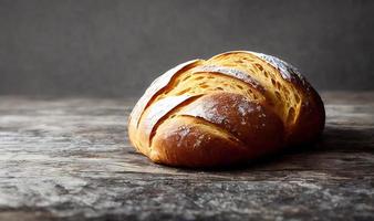 Ofen - traditionelles frisches heißes gekochtes Brot. Brot aus nächster Nähe schießen. foto