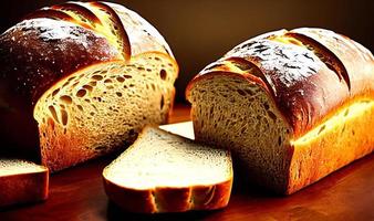 Ofen - traditionelles frisches heißes gekochtes Brot. Brot aus nächster Nähe schießen. foto