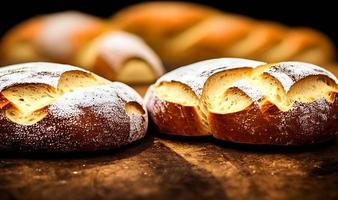 Ofen - traditionelles frisches heißes gekochtes Brot. Brot aus nächster Nähe schießen. foto