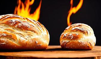 Ofen - traditionelles frisches heißes gekochtes Brot. Brot aus nächster Nähe schießen. foto