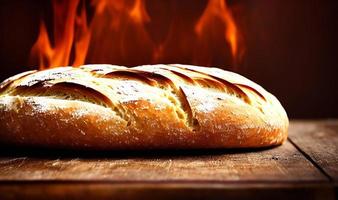 Ofen - traditionelles frisches heißes gekochtes Brot. Brot aus nächster Nähe schießen. foto