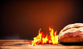 Ofen - traditionelles frisches heißes gekochtes Brot. Brot aus nächster Nähe schießen. foto