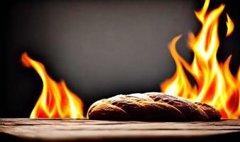 Ofen - traditionelles frisches heißes gekochtes Brot. Brot aus nächster Nähe schießen. foto