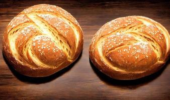 Ofen - traditionelles frisches heißes gekochtes Brot. Brot aus nächster Nähe schießen. foto