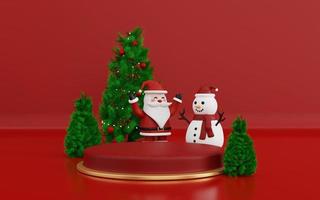 3D-Weihnachtsillustration mit Podium-Display-Produkt foto