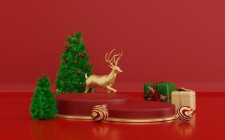 3D-Weihnachtsillustration mit Podium-Display-Produkt foto