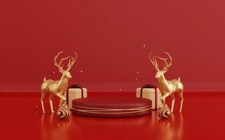 3D-Weihnachtsillustration mit Podium-Display-Produkt foto