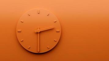 minimal orange Uhr 2 30 halb zwei Uhr abstrakte minimalistische Wanduhr 14 30 3D-Darstellung foto