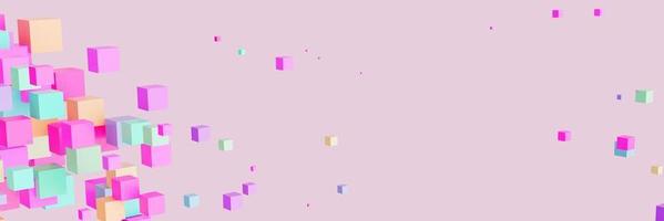 3D rosa abstrakter Hintergrund. Erstellen Sie coole bunte abstrakte Kunst aus dem Standard-Cube.3D-Rendering foto