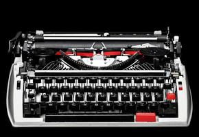 alte Vintage-Schreibmaschine. zwei Farben rot und schwarz. foto