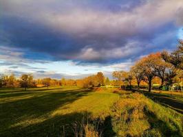 Herbstfarben sind hell und saftig. Stadtrand von Straßburg, Rhein. foto