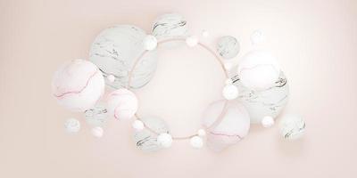 Glasrahmen mit marmorierten Perlen Kreisrahmen moderner dekorativer Hintergrund 3D-Darstellung foto