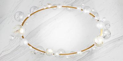 Glasrahmen mit marmorierten Perlen Kreisrahmen moderner dekorativer Hintergrund 3D-Darstellung foto