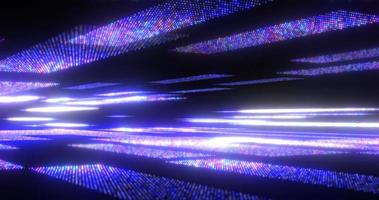 Abstraktes Hintergrundblau aus futuristischen Hi-Tech-Rechtecken von Pixelpartikeln, die mit Glüheffekt und Hintergrundunschärfe fliegen, Bildschirmschoner foto